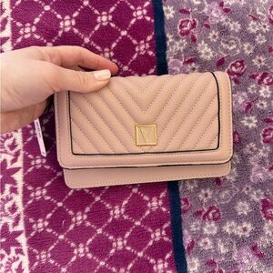Stylish Pink Quilted wristlet Wallet with Gold Accent
